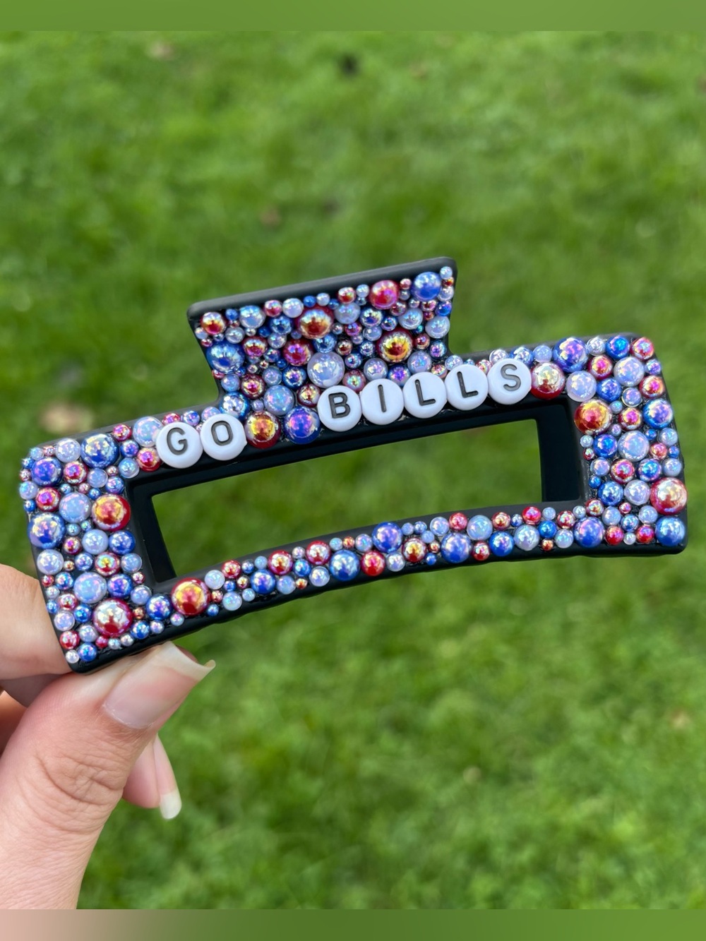 Handmade Embellished 'GO BILLS' Hair Clip